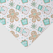 Schattige Kinderen Blau Festive Kerst Gingerbread Tissuepapier (Detail)
