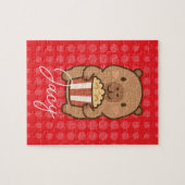 Schattige Kinderen Capybara eet popcorn Legpuzzel (Horizontaal)