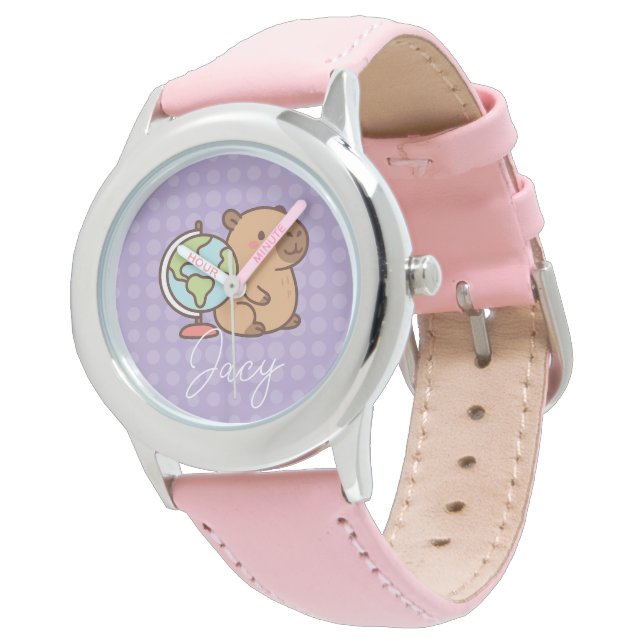 Schattige Kinderen Capybara School Horloge (Gekanteld)