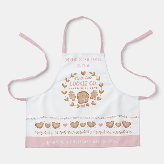 Schattige Kinderen Cookie Baking Pink Christmas Sc Schort (Voorkant)