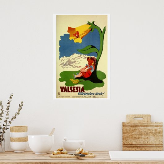  schattige kinderen die naar Italiaans reizen en r Poster (Keuken)