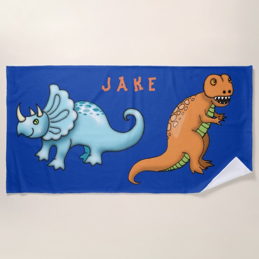 Schattige Kinderen Dinosaurus Pret Strandlaken (Voorkant)