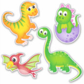 Schattige Kinderen Dinosaurus Sticker (Voorkant)