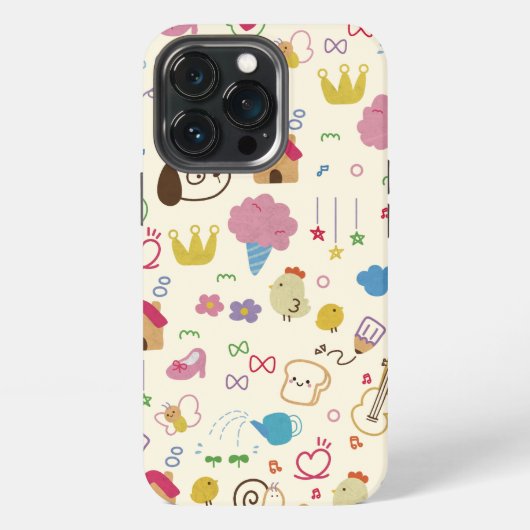 Schattige Kinderen Doodle Patroon iPhone Hoesje (Achterkant)