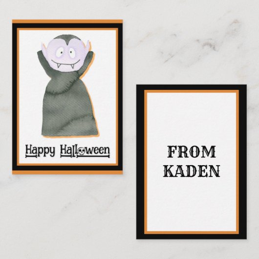 Schattige Kinderen Halloween Dracula Vampier Notitiekaartje (Voorkant / Achterkant)