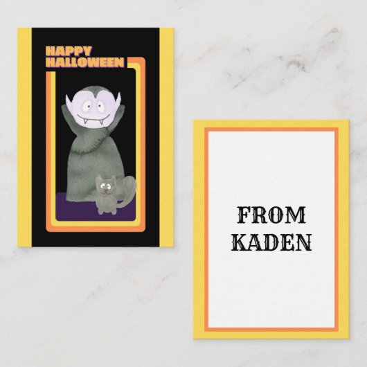 Schattige Kinderen Halloween Dracula Vampier Notitiekaartje (Voorkant / Achterkant)