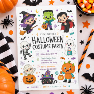 Schattige Kinderen Halloween Kostuum Feest Kleurri Kaart