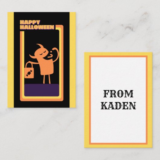 Schattige Kinderen Halloween Monster Snoep of een  Notitiekaartje (Voorkant / Achterkant)