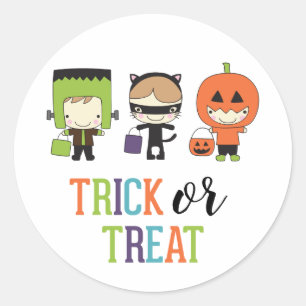 Schattige kinderen Halloween verjaardag Trick or T Ronde Sticker