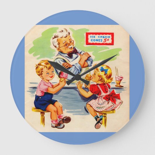schattige kinderen in de soda - fontein grote klok (Voorkant)