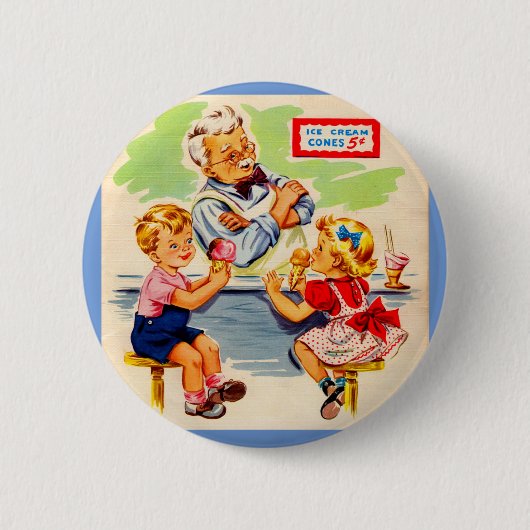 schattige kinderen in de soda - fontein ronde button 5,7 cm (Voorkant)