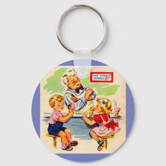 schattige kinderen in de soda - fontein sleutelhanger (Voorkant)