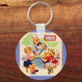 schattige kinderen in de soda - fontein sleutelhanger (Voorkant)