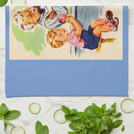 schattige kinderen in de soda - fontein theedoek (Gevouwen)