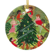 Schattige kinderen kerstboom illustratie