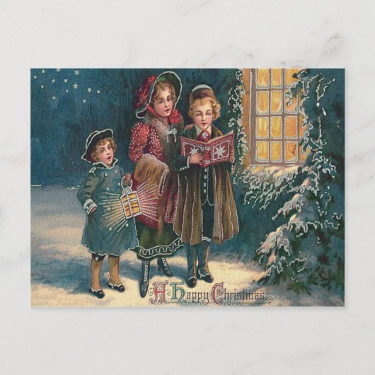 Schattige Kinderen Kerstliederen Zingen Briefkaart (Voorkant)