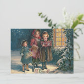 Schattige Kinderen Kerstliedjes Zingen Kaart (Staand voorkant)