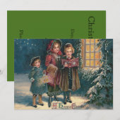 Schattige Kinderen Kerstliedjes Zingen Kaart (Voorkant / Achterkant)