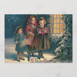 Schattige Kinderen Kerstliedjes Zingen Kaart
