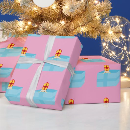 Schattige Kinderen Kunst Mooie Grappige Sinterklaa Cadeaupapier (Feestdagen)