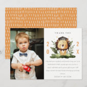 Schattige Kinderen Leeuw Loof Foto Peuterafsluitin Bedankkaart (Voorkant / Achterkant)