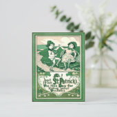 Schattige Kinderen Leprechaun Klaver Dansen Briefkaart (Staand voorkant)