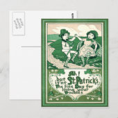 Schattige Kinderen Leprechaun Klaver Dansen Briefkaart (Voorkant / Achterkant)