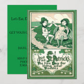 Schattige Kinderen Leprechaun Klaver Dansen Kaart (Voorkant / Achterkant)