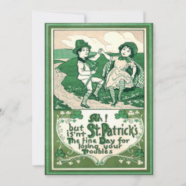 Schattige Kinderen Leprechaun Klaver Dansen Kaart