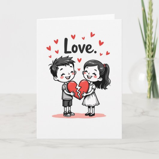 Schattige Kinderen Liefde Hart Kaart (Voorkant)