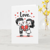 Schattige Kinderen Liefde Hart Kaart (Gele Bloem)