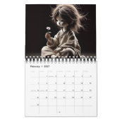 Schattige kinderen met bloemen kalender (Feb 2027)