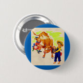 schattige kinderen met schattige koe ronde button 5,7 cm (Voorkant /achterkant)