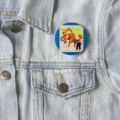 schattige kinderen met schattige koe ronde button 5,7 cm (In situ)