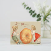 Schattige Kinderen Rollen Pompoen Briefkaart (Staand voorkant)