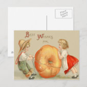 Schattige Kinderen Rollen Pompoen Briefkaart (Voorkant / Achterkant)