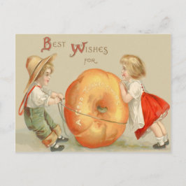 Schattige Kinderen Rollen Pompoen Briefkaart
