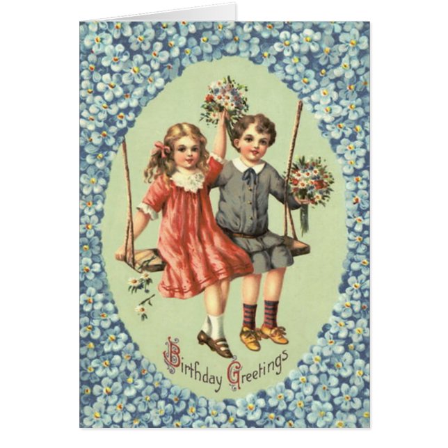 Schattige Kinderen Schommel Boeket Bloemen (Voorkant)