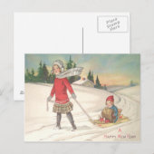 Schattige Kinderen sleeën slee sneeuw Briefkaart (Voorkant / Achterkant)