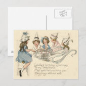 Schattige Kinderen Snijden Verjaardagstaart Verjaa Briefkaart (Voorkant / Achterkant)