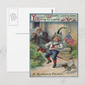 Schattige kinderen spelen soldaat met de Amerikaan Briefkaart (Voorkant / Achterkant)