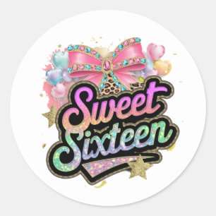 Schattige kinderen sweet sixteen Verjaardag Ronde Sticker