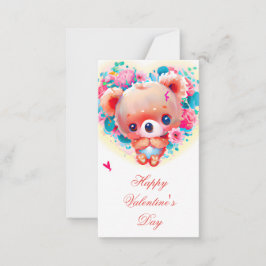 Schattige kinderen valentijnsbeer notitiekaartje