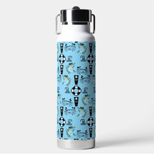 Schattige Kinderen Zwemmen En Strand Accessoire Waterfles