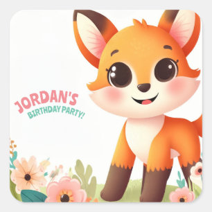 Schattige kinderfeestje van Little Fox Vierkante Sticker