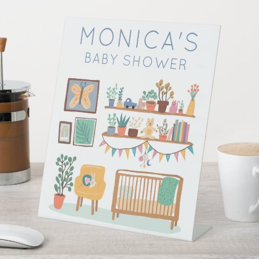 Schattige kinderkamer BABY SHOWER CUSTOM Reclamebord Met Voetstuk (Insitu)