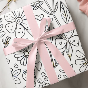 Schattige kinderkamer Bloemen en harten kleuren Cadeaupapier