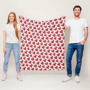 Schattige Kinderkunst Stijl Rode Harten op Roze Wa Fleece Deken