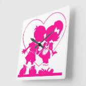 Schattige kinderwandklok vierkante klok (Hoek)