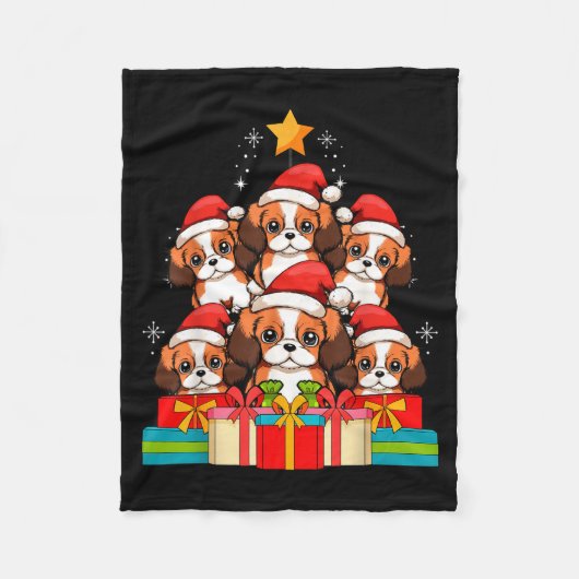 Schattige King Charles Cavalier Le Hond Kerstboom Fleece Deken (Voorkant)